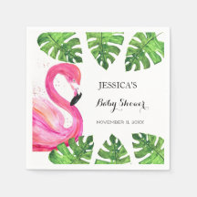 Flamingo Tropical Leaves Baby shower Party