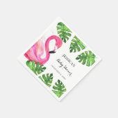 Flamingo Tropical Leaves Baby shower Party Servet (Hoek)