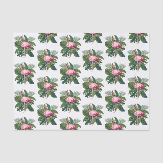 Flamingo Tropical Leaves Botanical Pattern Tissuepapier (Voorkant)