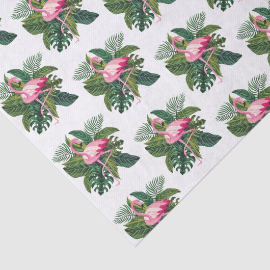 Flamingo Tropical Leaves Botanical Pattern Tissuepapier (Detail)