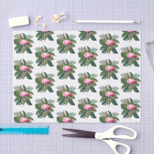 Flamingo Tropical Leaves Botanical Pattern Tissuepapier (Craft)