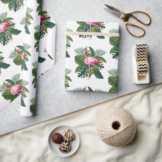 Flamingo Tropical Leaves Oerwoud Cadeaupapier (Crafts)