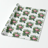 Flamingo Tropical Leaves Oerwoud Cadeaupapier (Uitgerold)