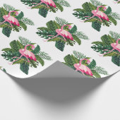Flamingo Tropical Leaves Oerwoud Cadeaupapier (Hoek)