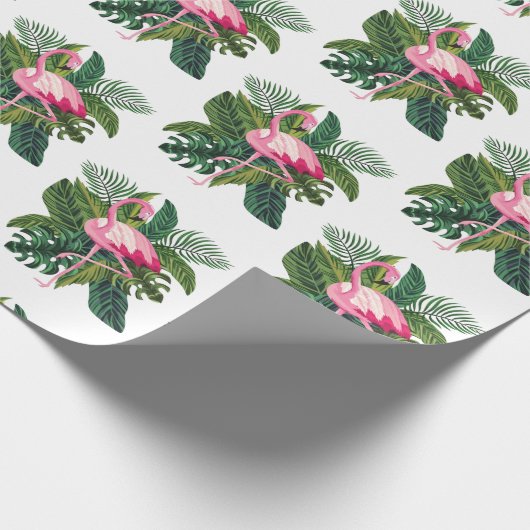 Flamingo Tropical Leaves Oerwoud Cadeaupapier (Hoek)