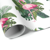 Flamingo Tropical Leaves Oerwoud Cadeaupapier (Rol Hoek)