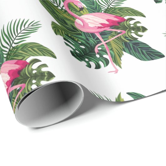Flamingo Tropical Leaves Oerwoud Cadeaupapier (Rol Hoek)
