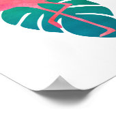 Flamingo Tropical Leaves Waterverf Art Poster (Hoek)