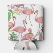 Flamingo Tropical Leaves Waterverf Blikjeskoeler (Achterkant)