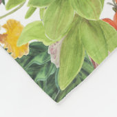 Flamingo Tropical Leaves Waterverf Fleece Deken (Hoek)
