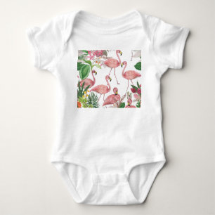 Flamingo Tropical Leaves Waterverf Romper