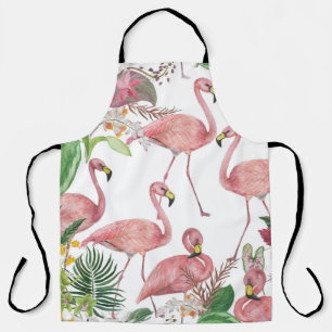Flamingo Tropical Leaves Waterverf Schort