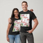 Flamingo Tropical Leaves Waterverf T-shirt (Unisex)