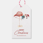 Flamingo Tropical Merry Christmas Cadeaulabel (Voorkant)