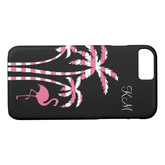 Flamingo Tropical Monogram Case-Mate iPhone Case (Achterkant (Horizontaal))