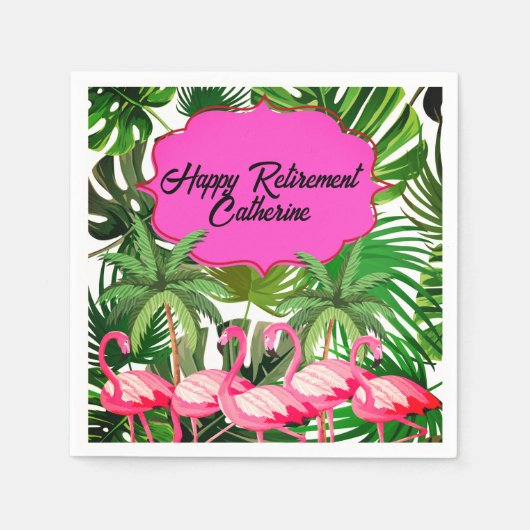 Flamingo Tropical Oerwoud Custom Pensioen Partij Servet (Voorkant)