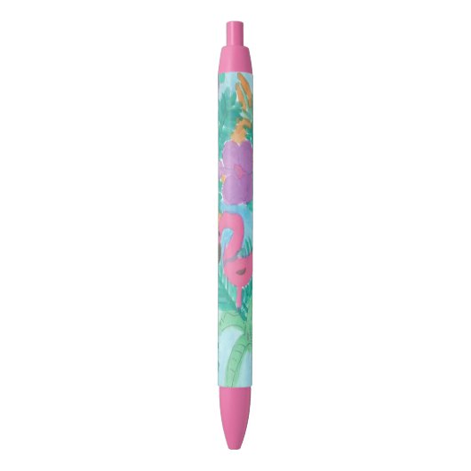 Flamingo Tropical Oerwoud Journal Zwarte Inkt Pen (Voorkant Verticaal)