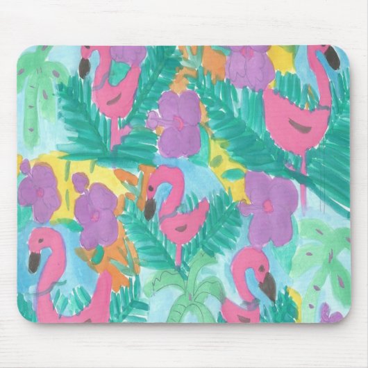Flamingo Tropical Oerwoud Pattern Muismat (Voorkant)