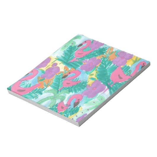 Flamingo Tropical Oerwoud Pattern Notitieblok (Linkerzijde)