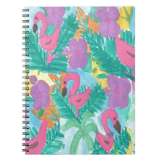 Flamingo Tropical Oerwoud Pattern Notitieboek (Voorkant)