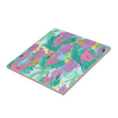 Flamingo Tropical Oerwoud Pattern Tegeltje (Zijkant)