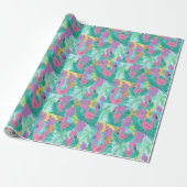 Flamingo Tropical Oerwoud Print Cadeaupapier (Uitgerold)