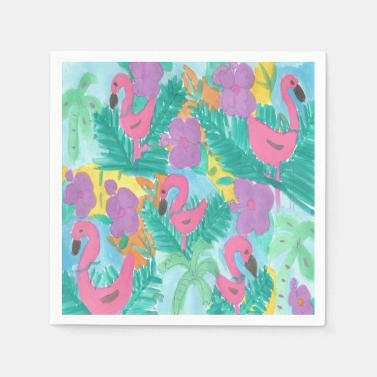 Flamingo Tropical Oerwoud Print Servet (Voorkant)