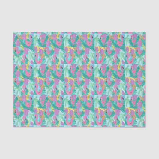 Flamingo Tropical Oerwoud Print Tissuepapier (Voorkant)