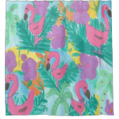 Flamingo Tropical Oerwoud Shower Curtain Douchegordijn (Voorkant)