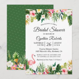 Flamingo Tropical Palm Leaves Floral Vrijgezellenf Kaart