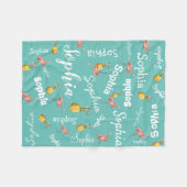 Flamingo Tropical Pineapple Girl Name Persoonlijk Fleece Deken (Voorkant (Horizontaal))