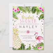 Flamingo Tropical Pineapple Vrijgezellenfeest Invi Kaart (Voorkant)