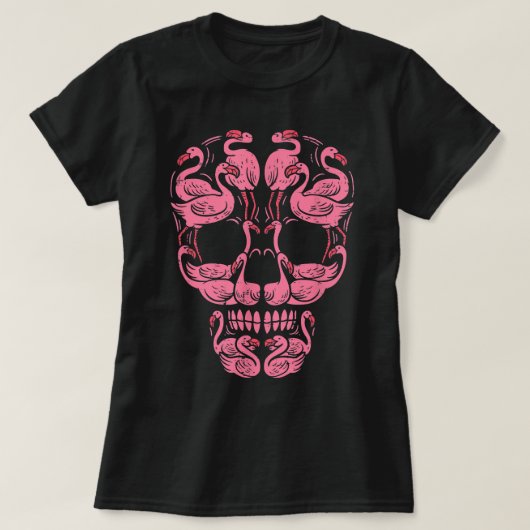 Flamingo Tropical Pink Flamingo Skull Breast Cance T-shirt (Design voorkant)