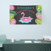Flamingo Tropical Pool Party Bash Birthday Banner (Beurs)