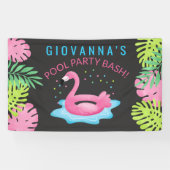 Flamingo Tropical Pool Party Bash Birthday Banner (Horizontaal)