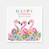 Flamingo Tropical Summer Kinder eerste verjaardag Servet (Voorkant)