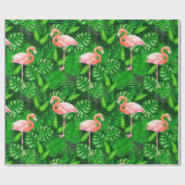 Flamingo tropical watercolor cadeaupapier (Vlak)
