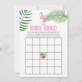 Flamingo Tropical Waterverf Baby shower Bingo Kaart (Voorkant)