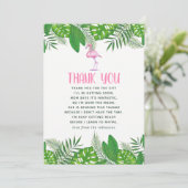 Flamingo Tropical Waterverf Baby shower Dank u Bedankkaart (Staand voorkant)