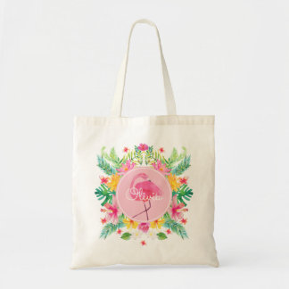 Flamingo Tropical Waterverf Bachelorette Canvas ta Tote Bag