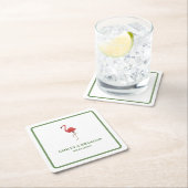 Flamingo Tropics Beach Coastal Retro Wedding Kartonnen Onderzetters (Insitu)