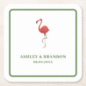 Flamingo Tropics Beach Coastal Retro Wedding Kartonnen Onderzetters (Voorkant)