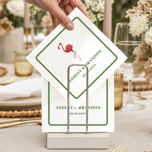 Flamingo Tropics Beach Coastal Retro Wedding Servet