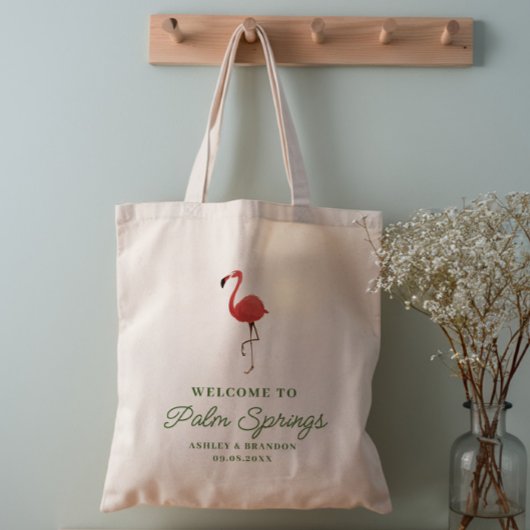 Flamingo Tropics Beach Hotel Wedding Welcome Tote Bag