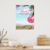 Flamingo Tropics Hibiscus Pink Chic Party Banner Poster (Keuken)
