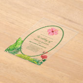Flamingo Tropics Retro Trouwacryl Uitnodiging (Laagn)