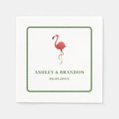 Flamingo Tropics Strand Kust Retro Bruiloft Servet (Voorkant)