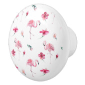 Flamingo Tropics Summer Island Chic Hibiscus Pink Keramische Knop (Rechts)