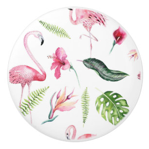 Flamingo Tropics Summer Island Chic Hibiscus Pink Keramische Knop