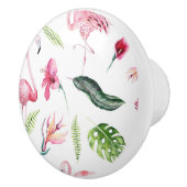 Flamingo Tropics Summer Island Chic Hibiscus Pink Keramische Knop (Rechts)